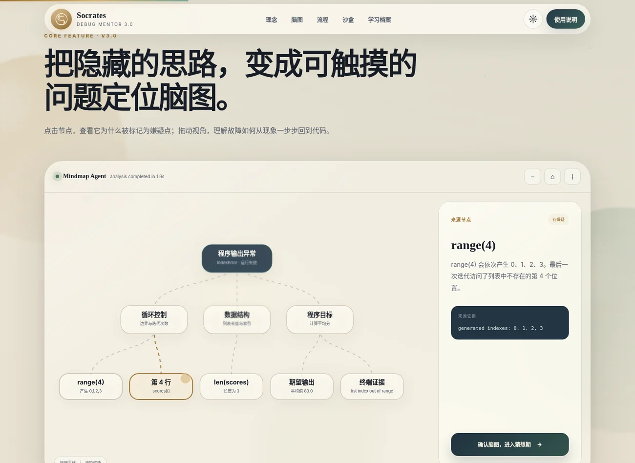 问题定位脑图界面